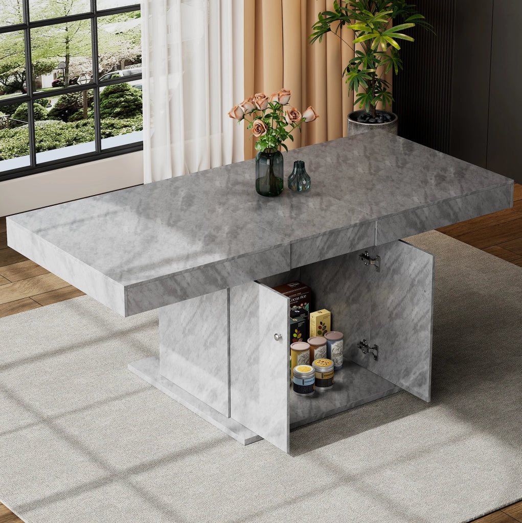 Tavolo da pranzo allungabile 140/180x80x76 cm con vano contenitore; grigio