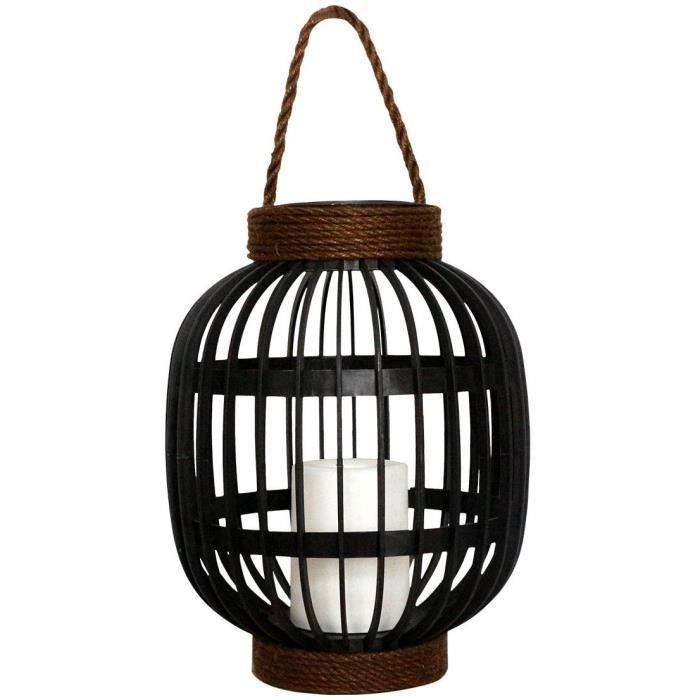 Lanterna solare decorativa - LUMISKY - FIDJY - H30 cm - Manico in corda effetto candela - LED bianco caldo