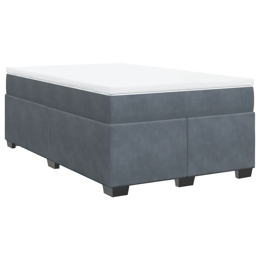 Giroletto a Molle con Materasso Grigio Scuro 120x190 cm Velluto