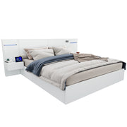 Letto Matrimoniale 160x200 cm; 2 Posti - USB; Bluetooth; Orologio - in MDF - Bianco