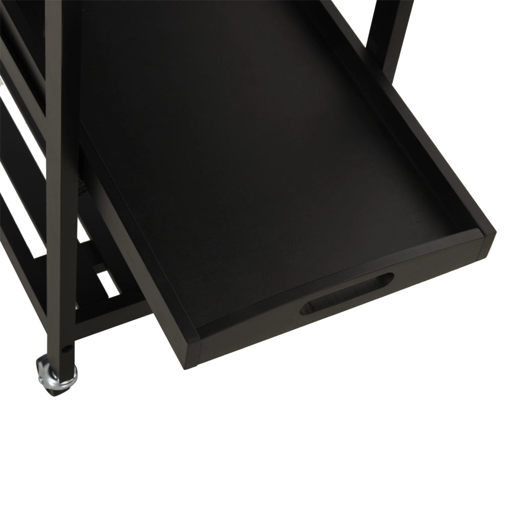 Carrello da Cucina ¨C Xylo ¨C 60x40x85 cm Piano in Acciaio Inox Nero con Ripiani