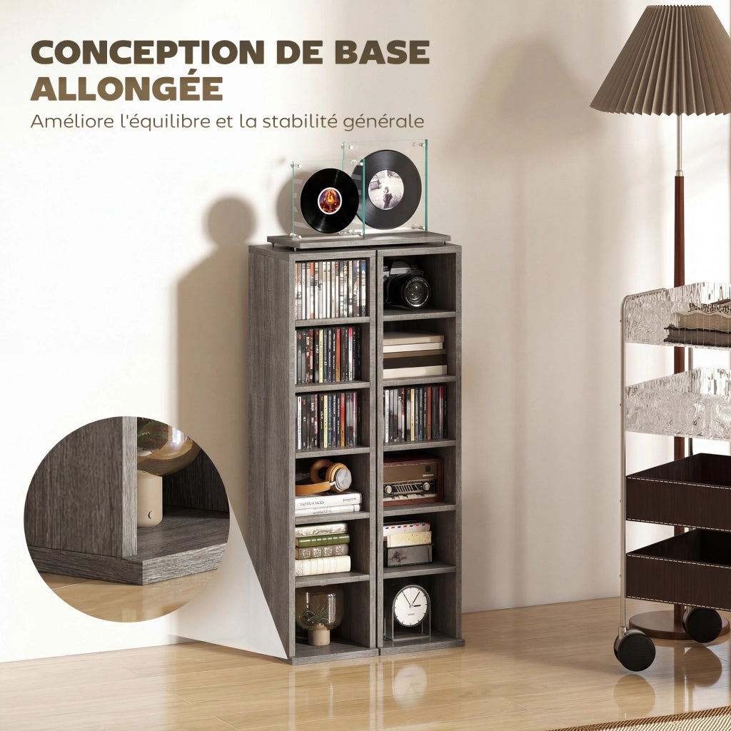 Armadio per CD e DVD ¨C zephmum ¨C 2 colonne, 12 compartimenti, 21x23x89 cm, grigio