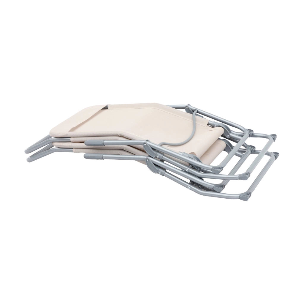 Set 2 lettini prendisole in textilene multiposizione, bianco