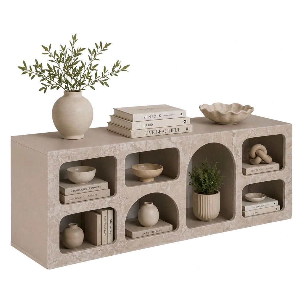 Madia Arsenio, Credenza 6 Ripiani, 160x40x51h cm Beige Marmo