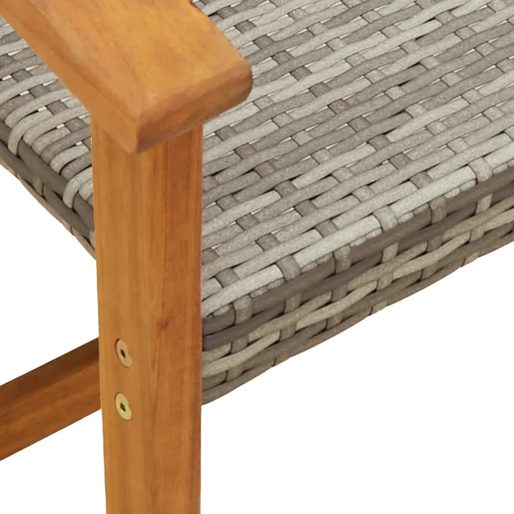 Sedia da patio-Sedie da Giardino 2pz Grigie in Polyrattan e Legno di Acacia