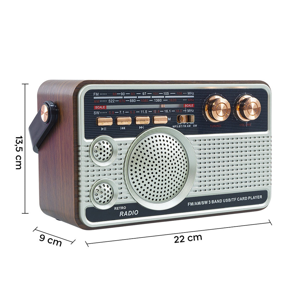 Trade Shop - Radio Fm Retro Wireless Altoparlante Mp3 Portatile Bluetooth Usb Aux Tf Q-fm01 -