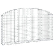 Cesto gabbione recinzione a gabbia muro di contenimento ad arco 200 x 30 x 100/120 cm ferro zincato argento 02_0039991