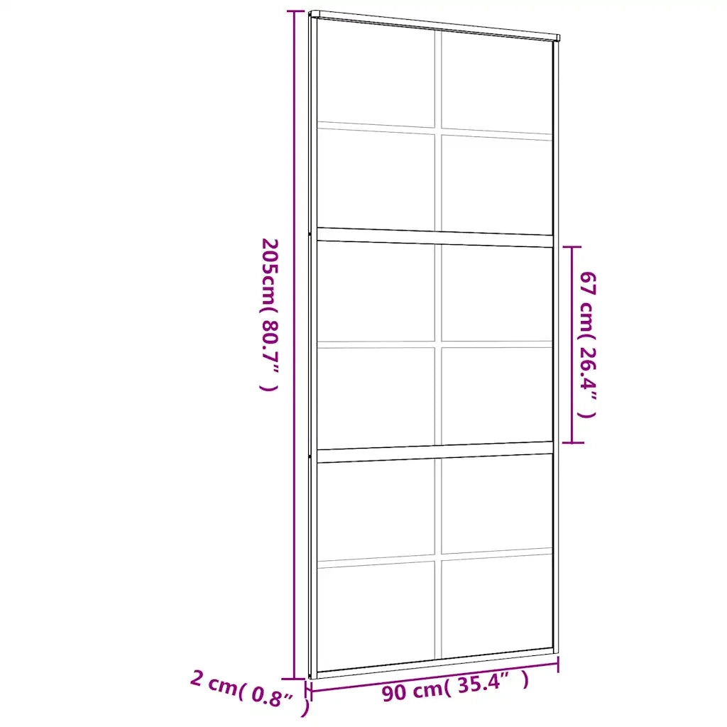 Porta Scorrevole Dorata 90x205 Vetro Trasparente ESG Alluminio 155167