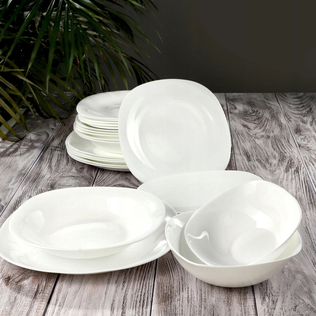 Set di 6 ciotole in vetro KADAX da 16 cm per insalata, zuppa e snack, colore bianco.