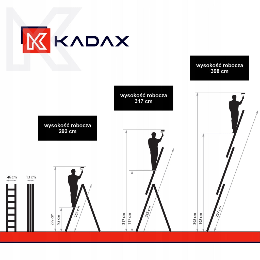 Scala universale in alluminio KADAX 3x6 pieghevole a doppia faccia, robusta + gancio