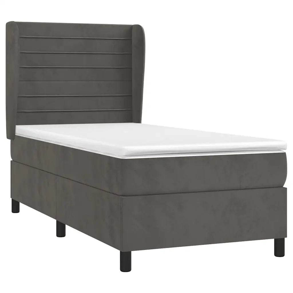 Giroletto a Molle con Materasso Grigio Scuro 80x200 cm Velluto 3129238