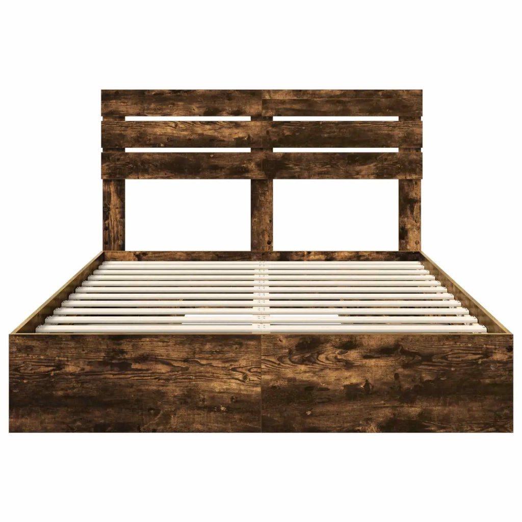 Letto con Contenitore con testiera Rovere fumé 160 x 200 cm