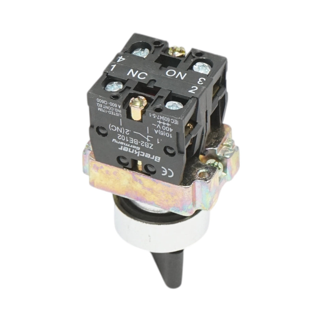 Selettore a 2 posizioni, nero, con ritorno, 1NO+1NC, 400V/10A, LAY5-BD45 Breckner Germany