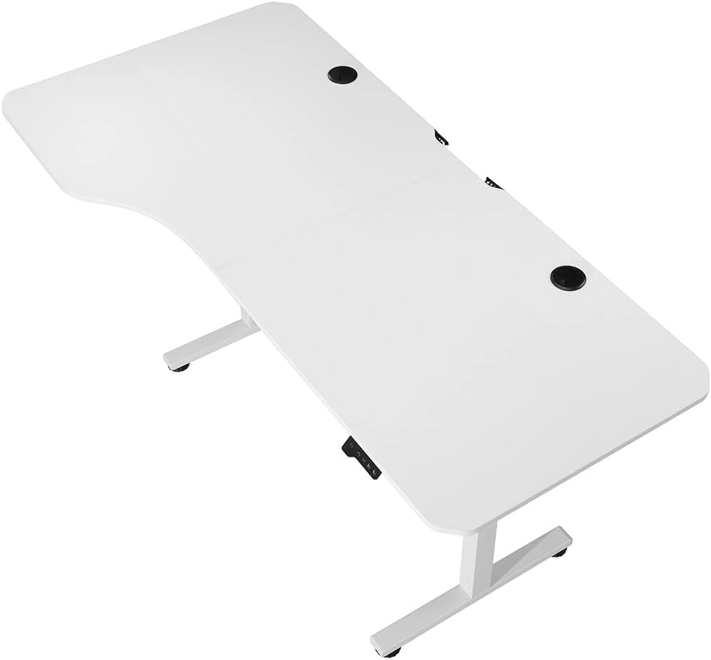 Scrivania Elettrica Regolabile in Altezza, Tavolo Motorizzato Alzabile con Console di Comando e Tasti di Regolazione, Gancio Supporto Cuffie, Standing Desk (Bianco, 160 x 75 x 72-117 cm)