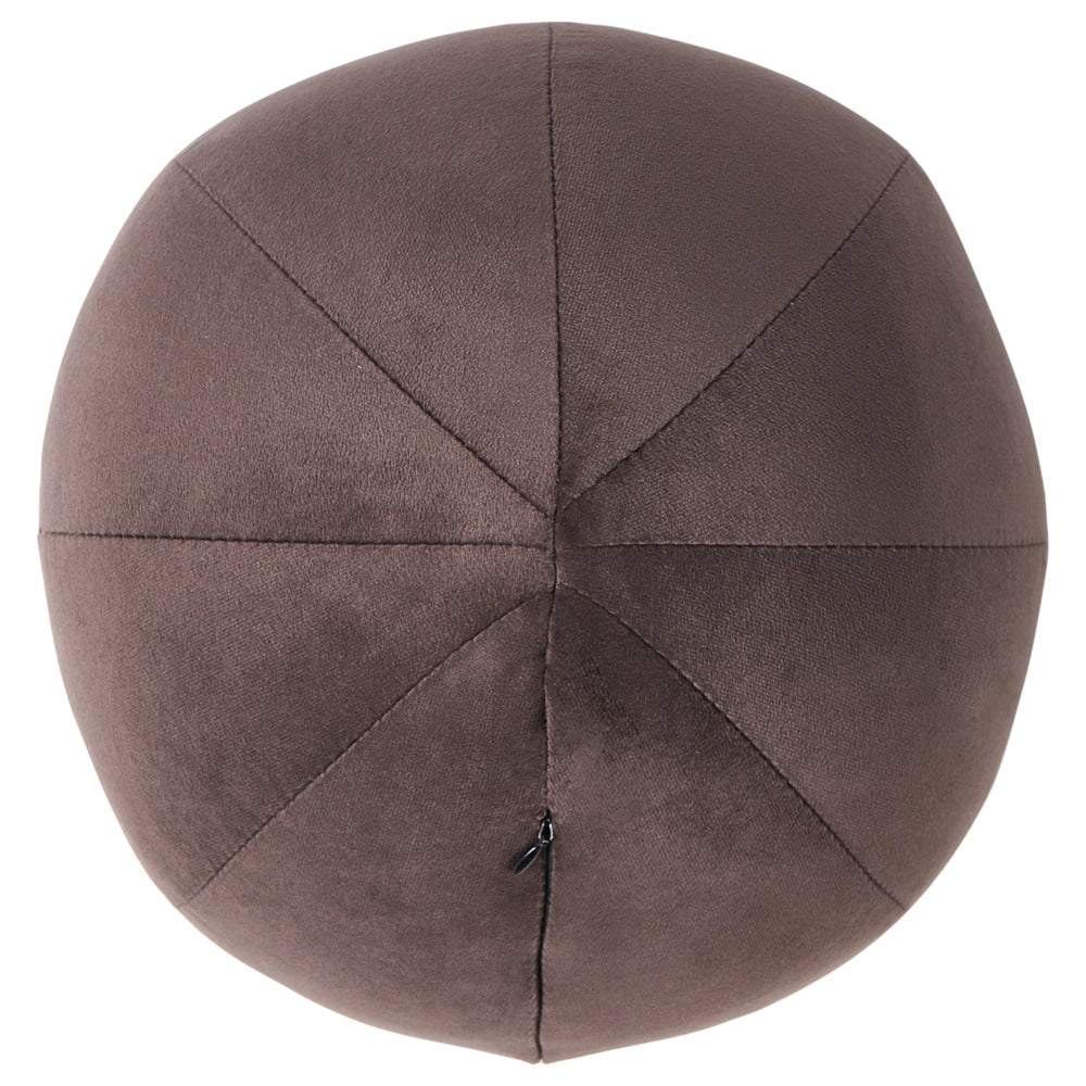 Poltrona in velluto marrone scuro con cuscino rotondo stile glamour retrò soggiorno