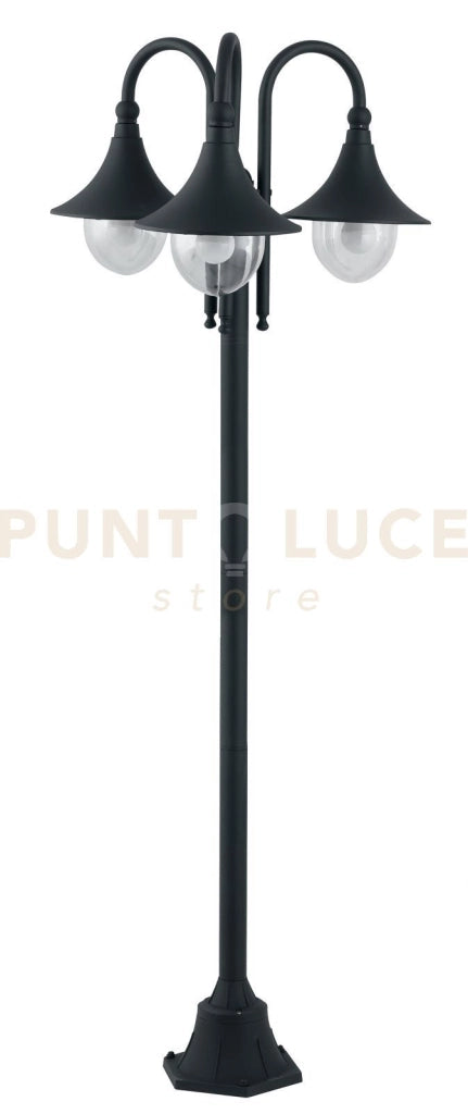 PALO PAVIA NERO 3 LUCI ATTACCO E27 IP44 56X190CM IN ALLUMINIO