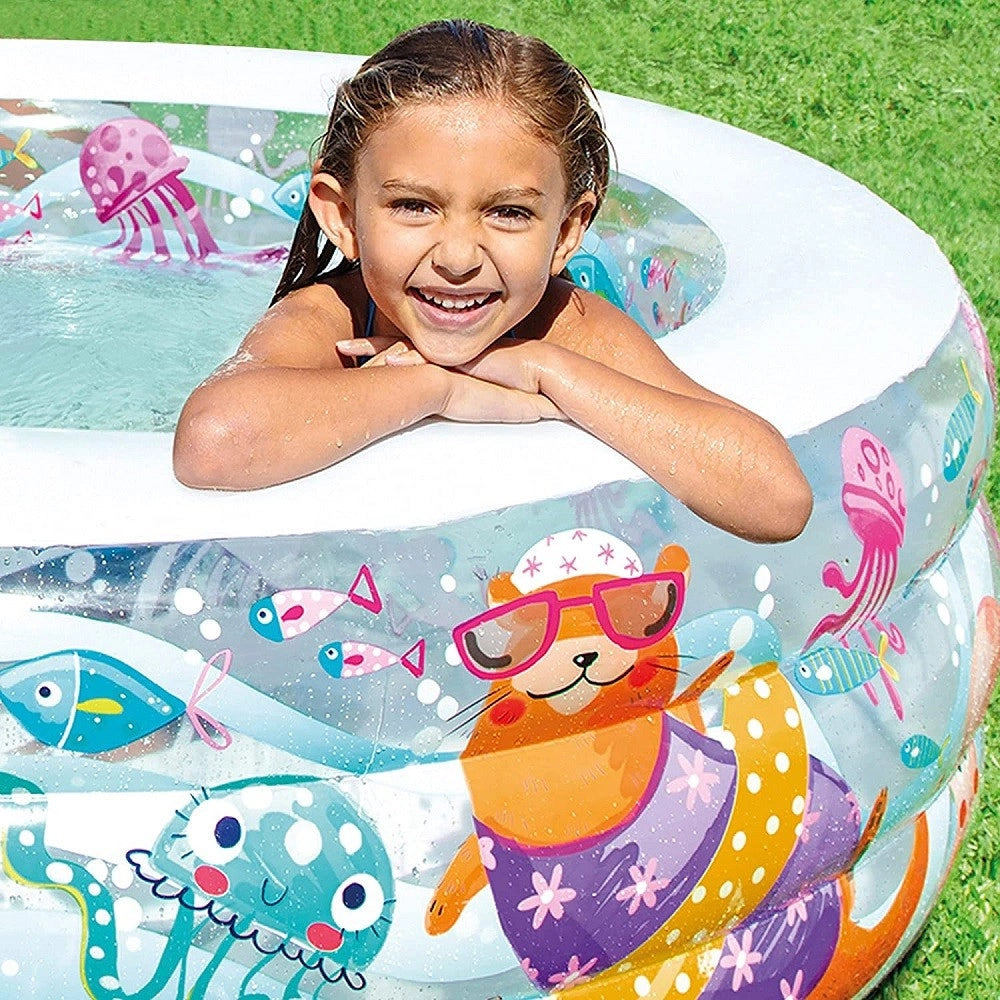 Trade Shop - Piscina Baby Aquarium Gonfiabile Multicolore 152 X 56cm Per Bambini Estate 58480 -