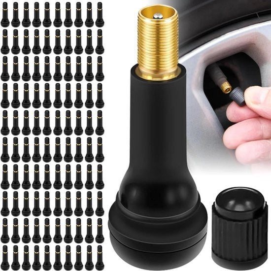Ventiile di gomma universali per auto e motocicli - TR413 - ventiile per pneumatici - in alluminio - snap-in - neri - per auto e motocicli.