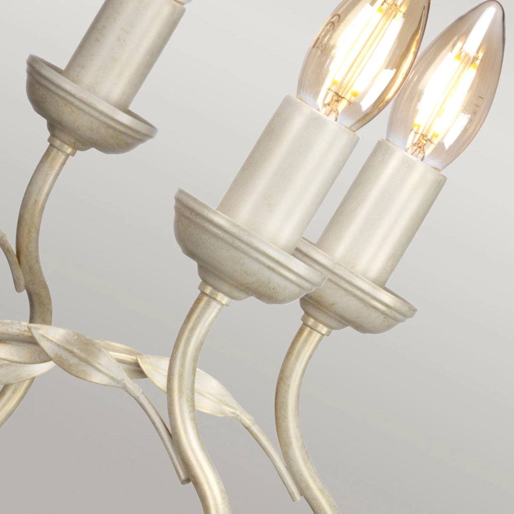 Lampadario a candeliere Olivia avorio patina oro 8xE14 Elstead
