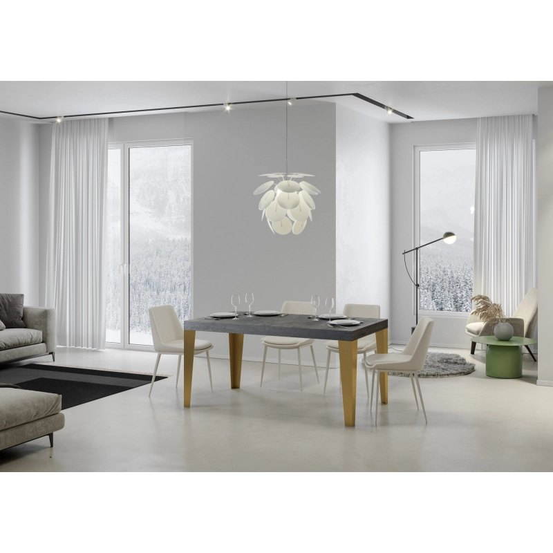 Tavolo allungabile 90x130/234 cm Flame telaio Oro - Cemento