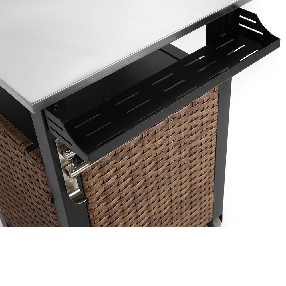 Carrello bar esterno - Xylo - 1 porta, rotelle in acciaio inossidabile, maniglia laterale, marrone