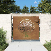 Cancello da giardino 85x100 cm in acciaio Corten con design ad albero 153209
