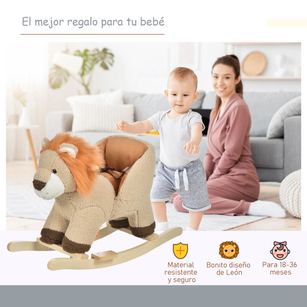 Cavallo a Dondolo per Bambini in Peluche ¨C zephmum ¨C 68x35x50 cm Marrone