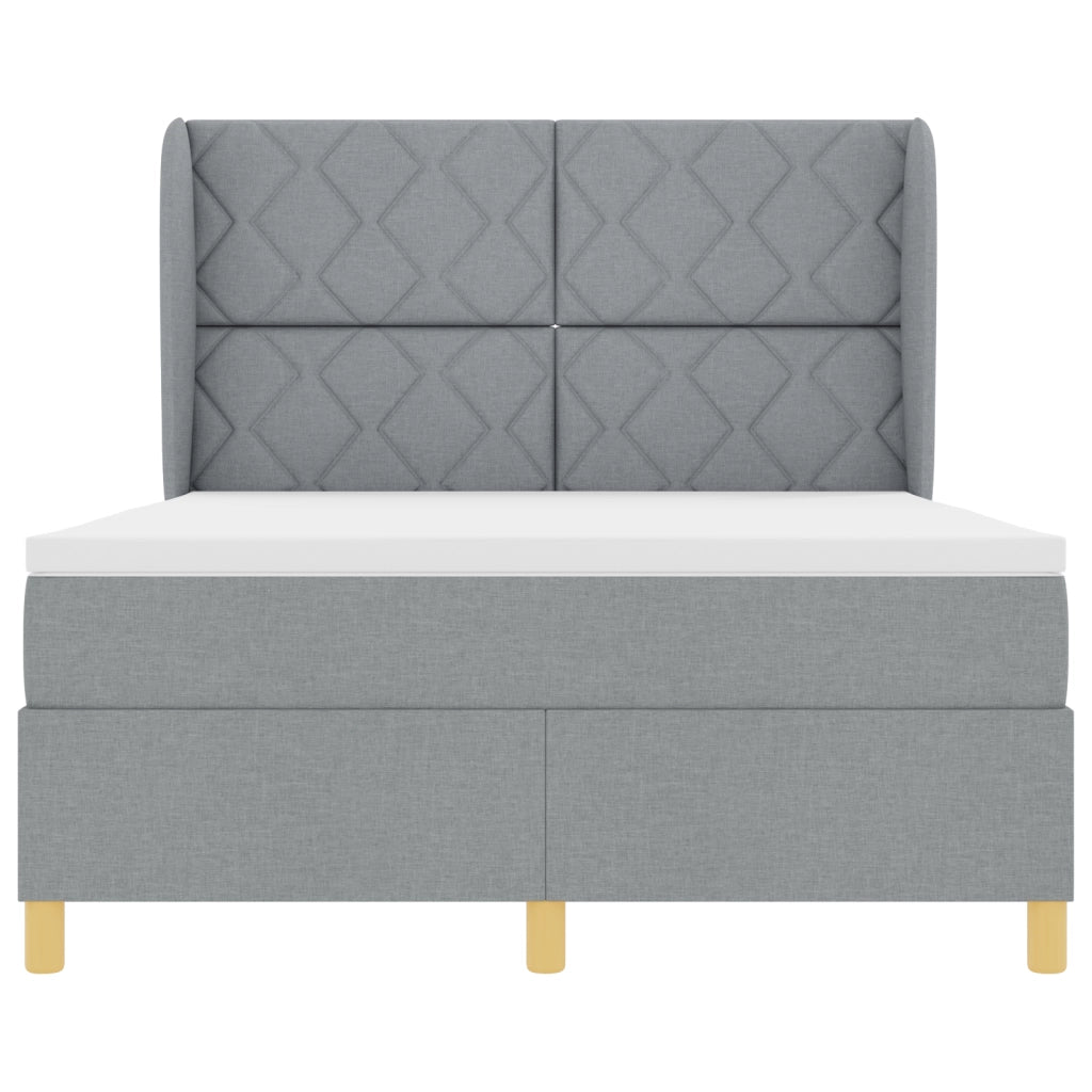 Letto a Molla con Materasso  Grigio Chiaro 160x200 cm Tessuto