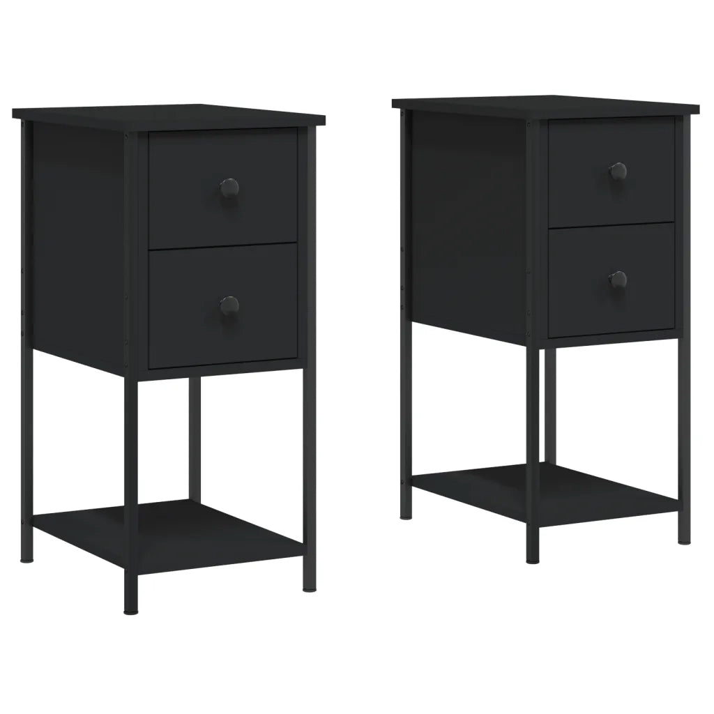 Comodini 2 pz-Set di 2 Tavolino da notte Neri 32x42x70 cm in Legno Multistrato