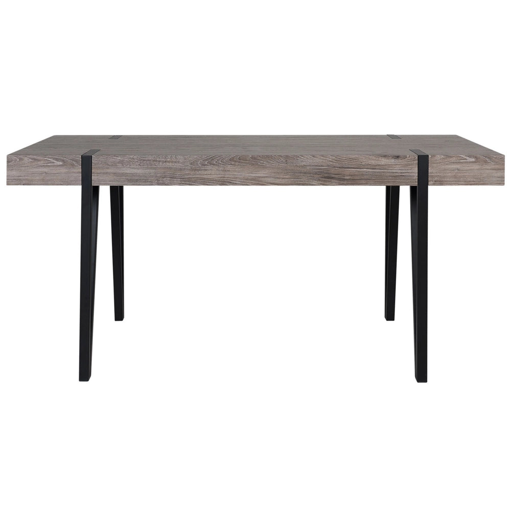 Tavolo da pranzo Piano in legno scuro Gambe a forcina in metallo Nero 180 x 90 cm Stile industriale rettangolare