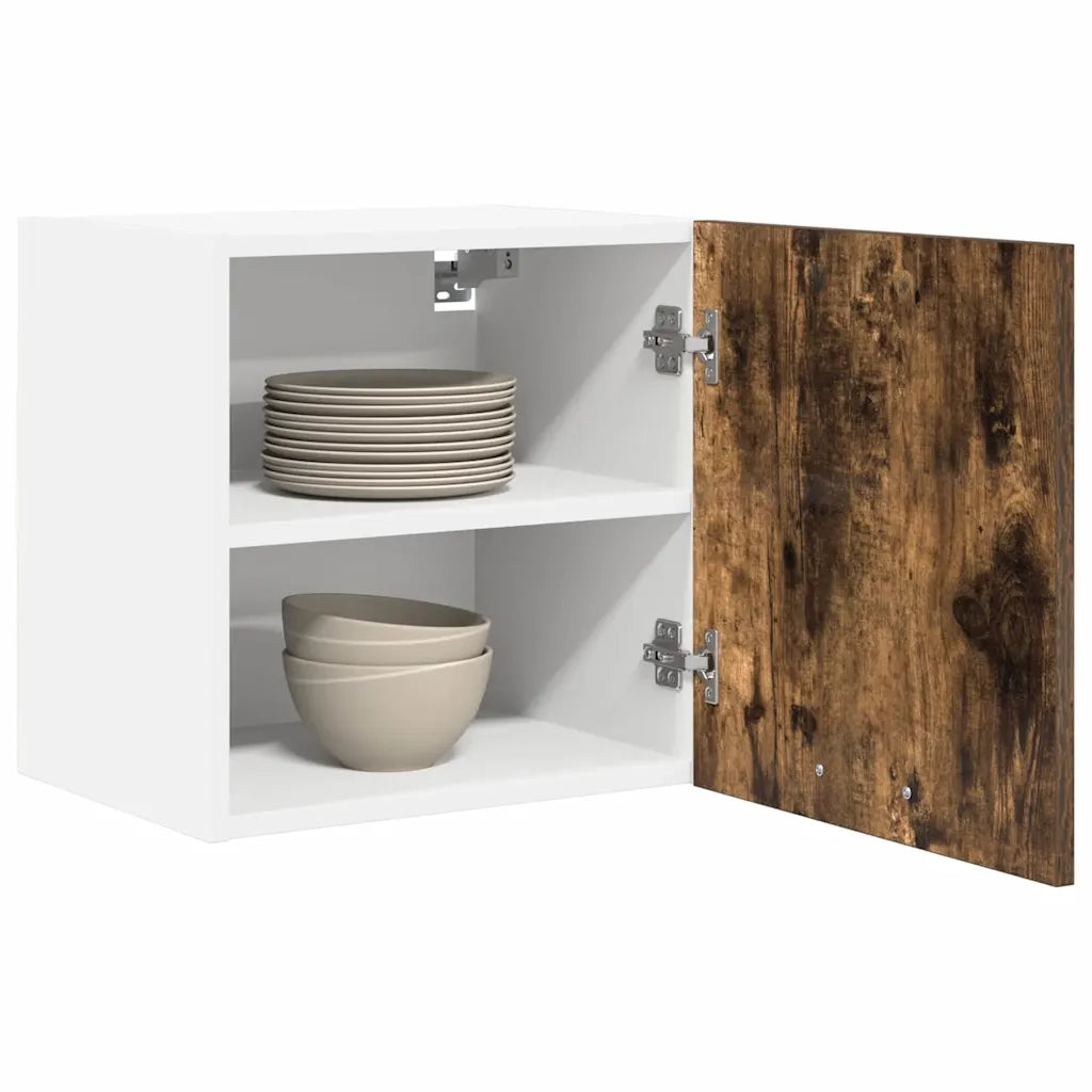 Armadio pensile con porta 2 pcs Rovere Affumicato e Bianco 884139