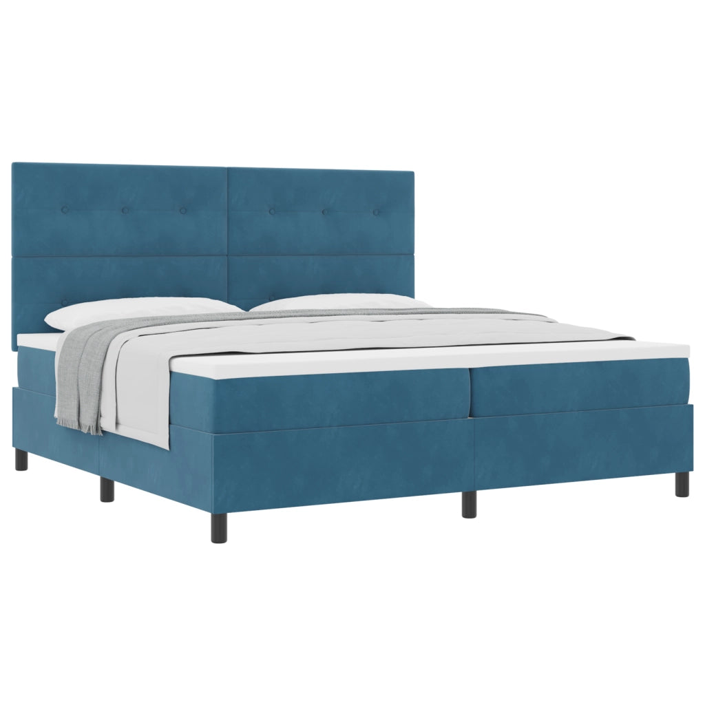 Letto con Contenitore e Materasso Blu Scuro 200x200 cm in Velluto