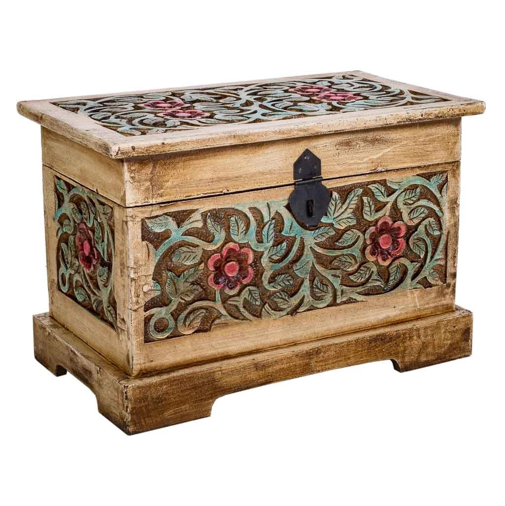 Baule in legno marrone fatto a mano 30x17x20h