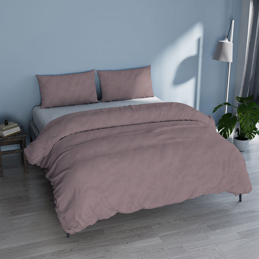 Copripiumino Matrimoniale con Sacco e Federe Linea Water Washed Rosa Antico