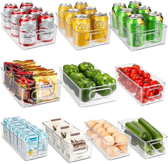 Organizzatore trasparente per frigorifero - multifunzionale e pratico - set da 10 - materiale sicuro per alimenti