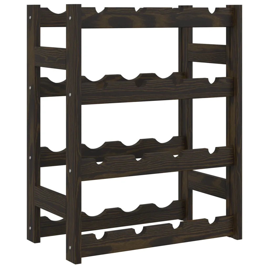 Portabottiglie per 16 Bottiglie Nero Legno Massello di Pinocod mxl 107869