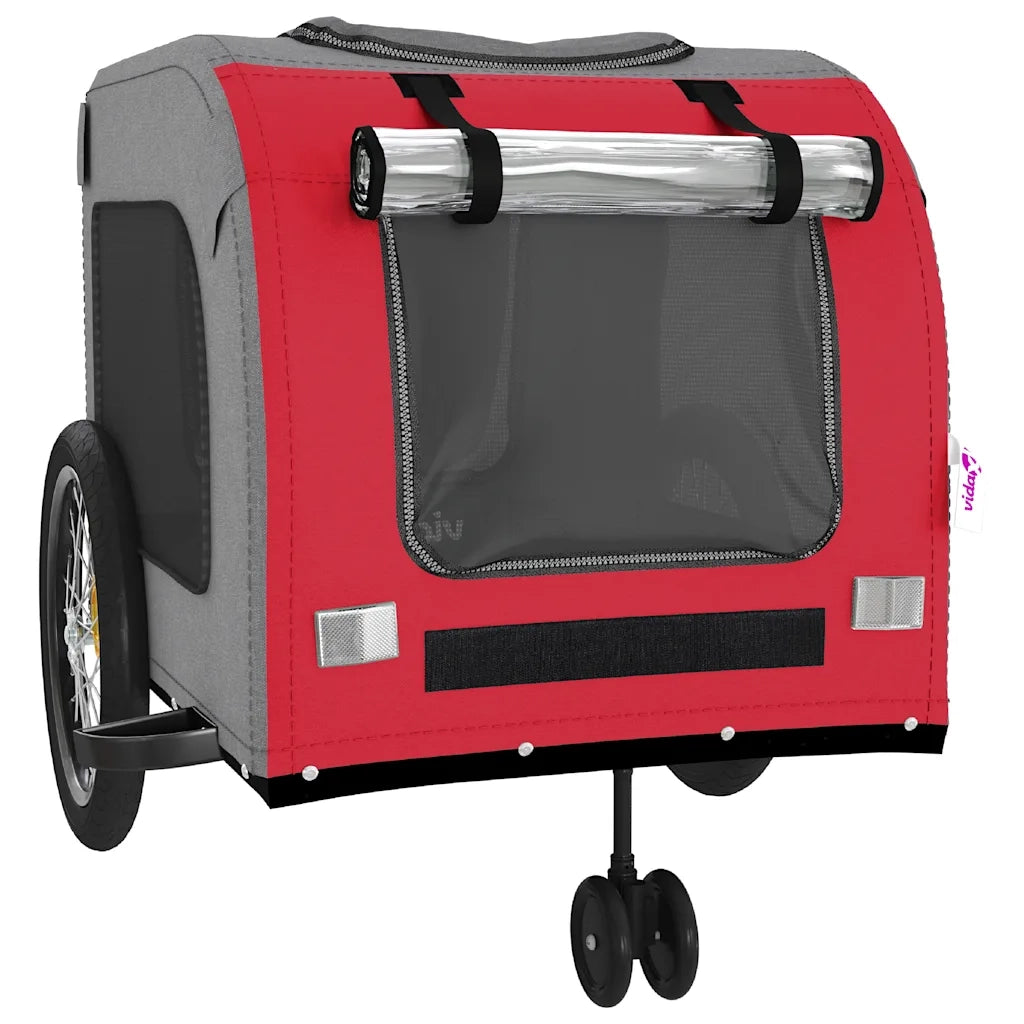 Rimorchio da Bici per Animali Rosso e Grigio Oxford e Ferro CFW5669701