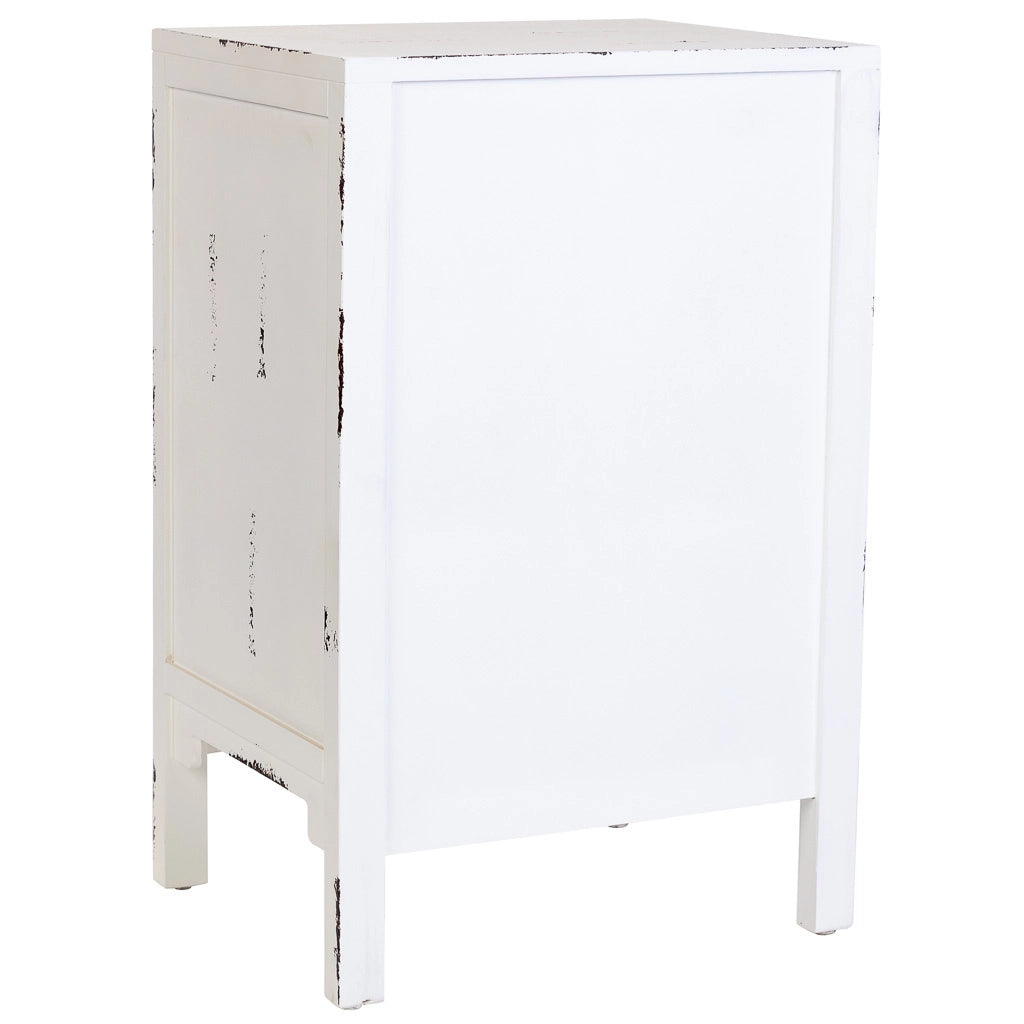 Mesita de madera con 3 cajones blanco 45x36x70