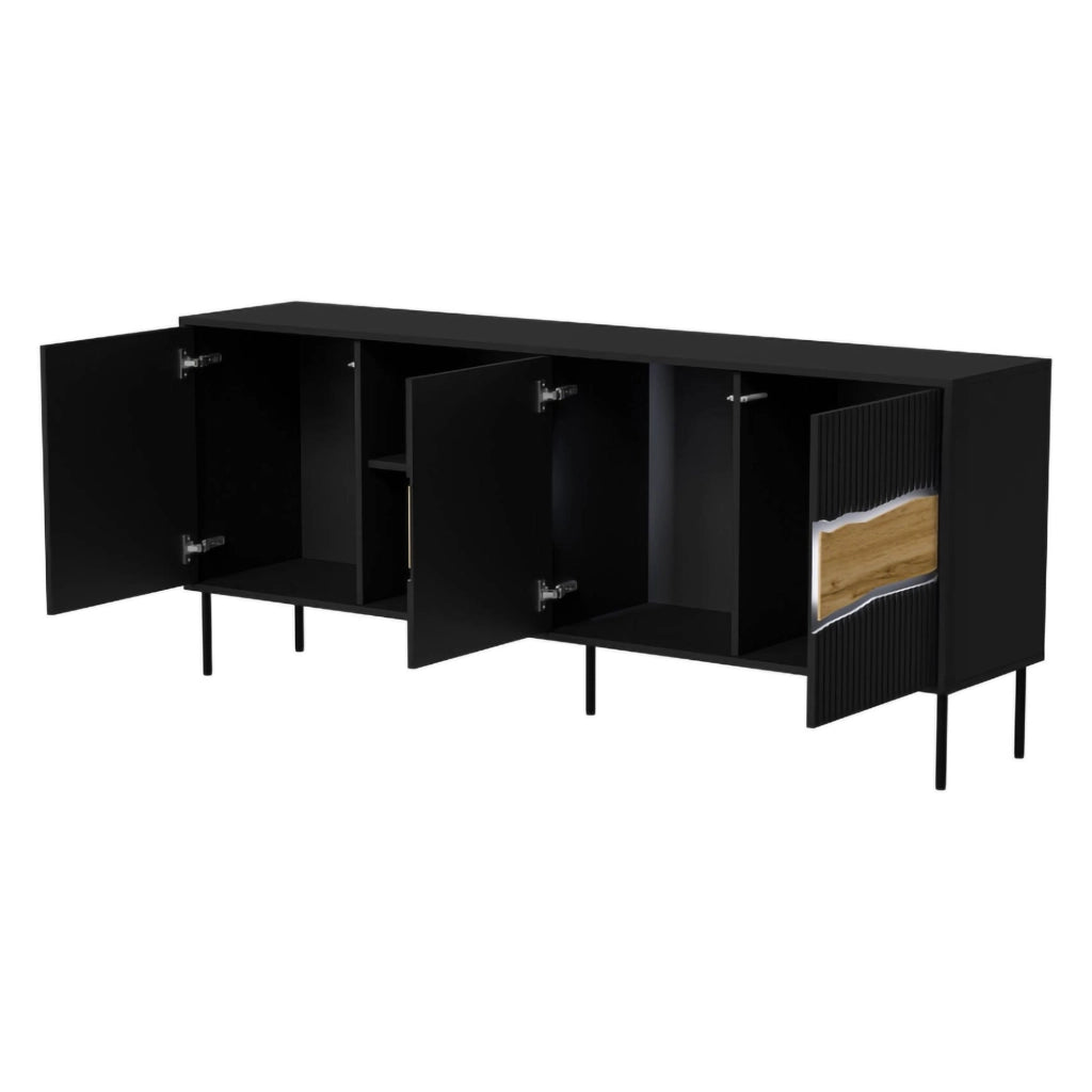 Madia Mestrino, Credenza un Ripiano, 190x40x80h cm Nero