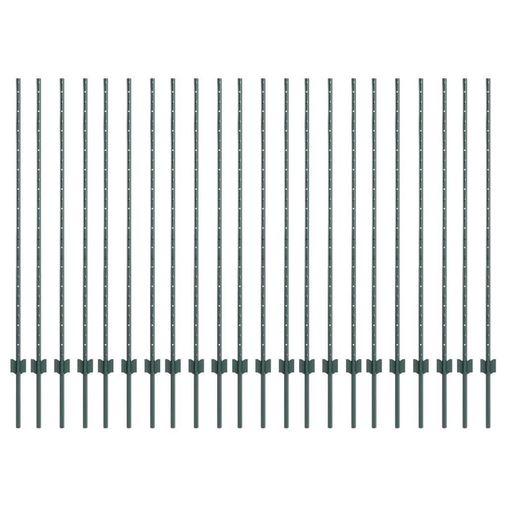 Pali da Recinzione 22 pcs a U Verde 180 cm Acciaio