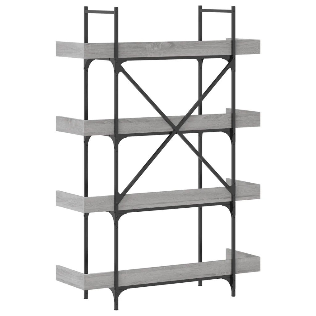 Libreria 4 Ripiani-Scaffale per Libri-Mobile di Stoccaggio Grigio Sonoma 100x33x145,5 Legno Multistrato