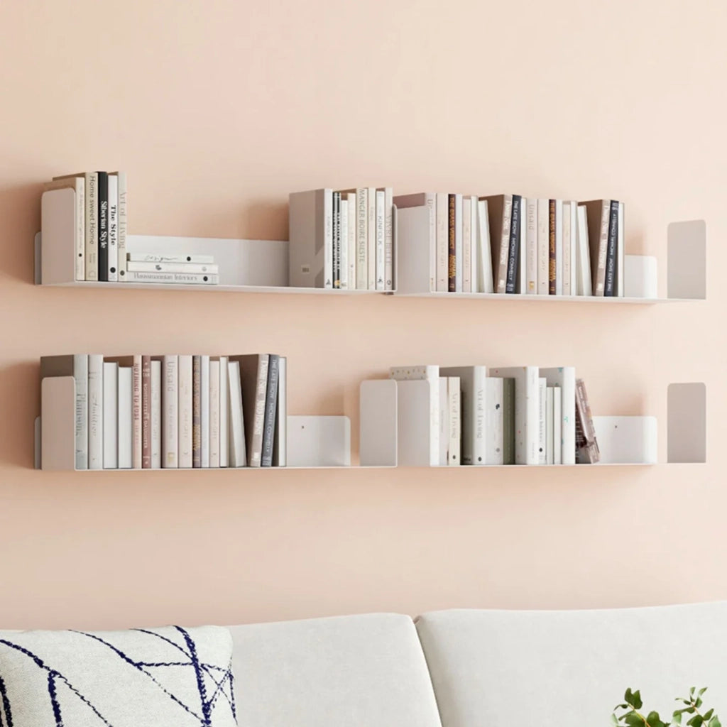 IDMarket - Set di 4 scaffali per libri bianchi METRA, 60x15 cm