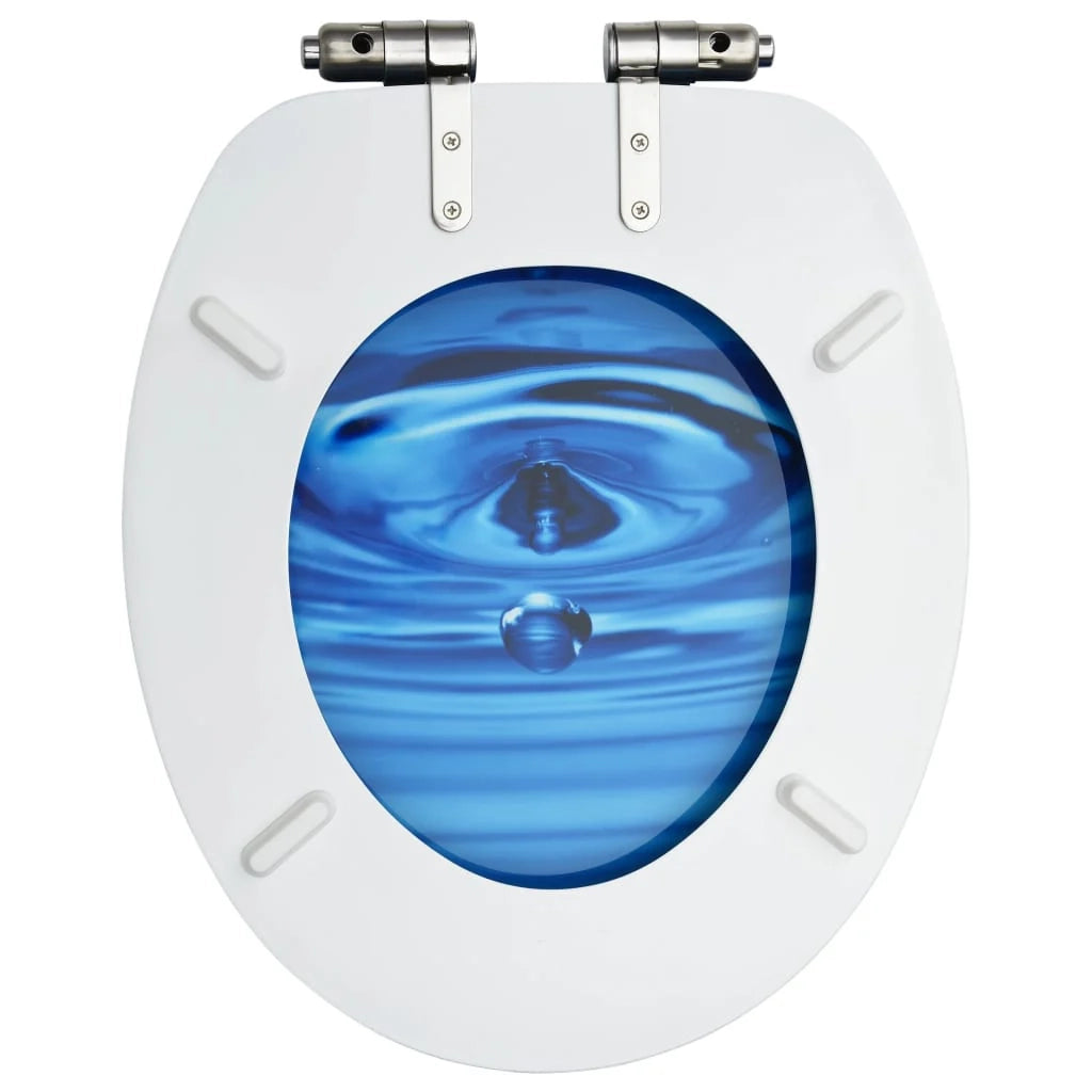 Sedile WC con coperchio a chiusura ammortizzata MDF blu gocce d'acqua 02_0002934