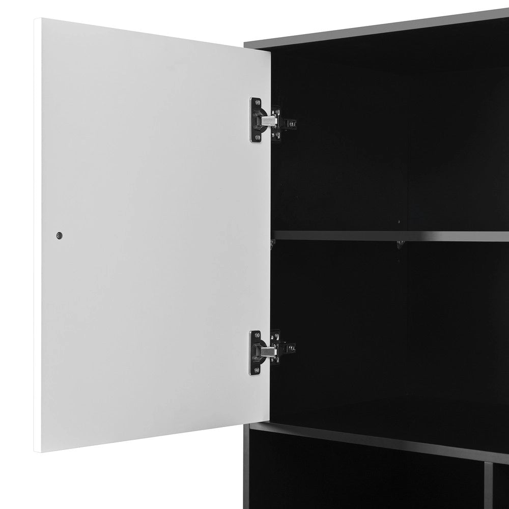 Mobile Multiuso con 4 Ante e 3 Ripiani ¨C MINIMAL ¨C Nero e Bianco, Legno, 80x40x185