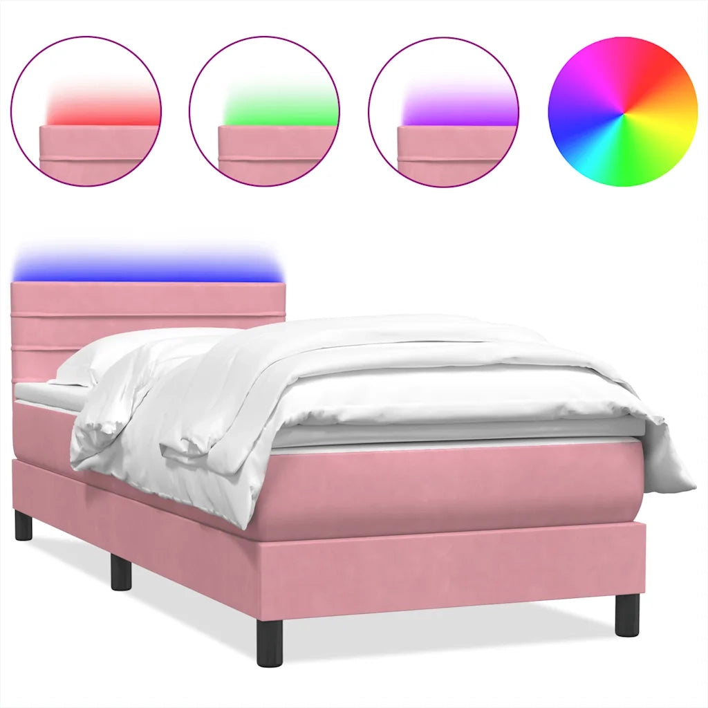 Giroletto a Molle con Materasso Rosa 90x220 cm Velluto
