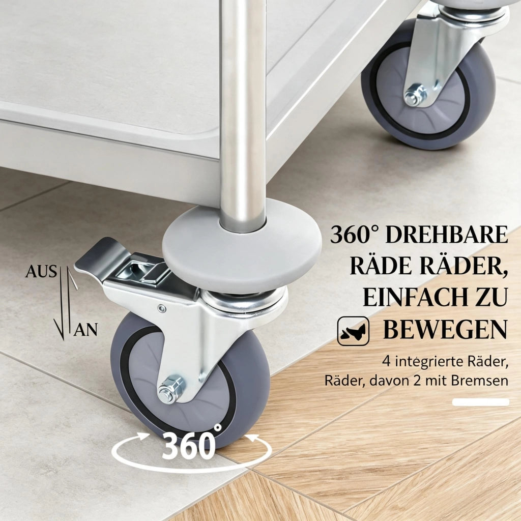 CARRELLO DA CUCINA 80x45x82 cm Grigio in Acciaio Inossidabile Cromato