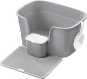 Cassa per gatti extra grande - contenitore per gatti alto con coperchio e cucchiaio per gatti grandi - grigio