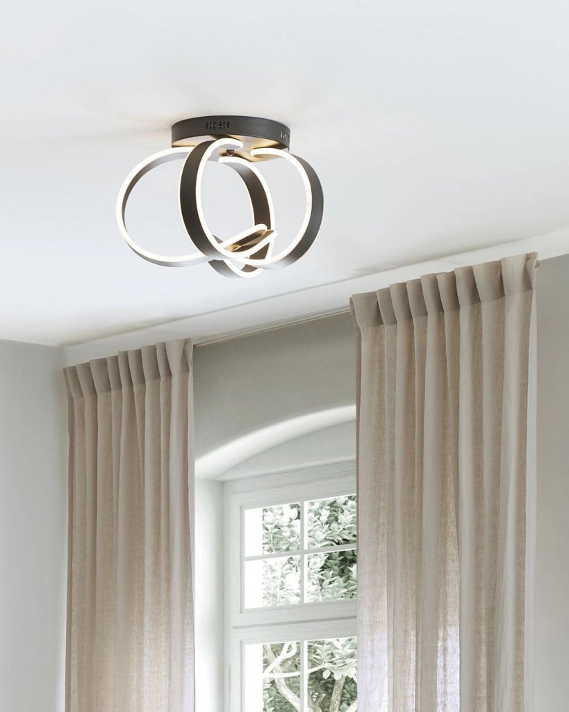 Plafoniera Moderna Illuminazione Integrata Luci LED Forma Spirale Metallo Nero