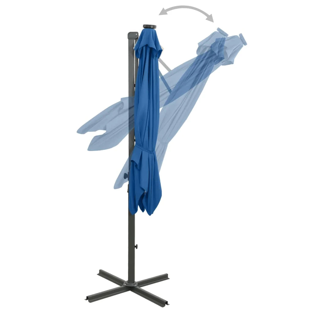 Ombrellone da giardino decentrato con palo e luci LED 250 cm azzurro 02_0008518