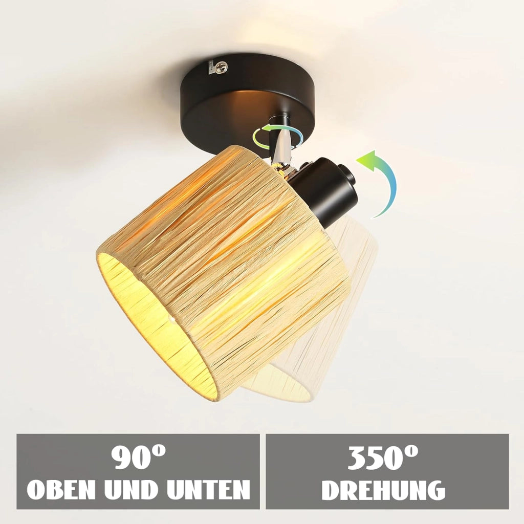 ZMH Faretto da soffitto 1 fiamma nero E14 carta naturale per camera letto